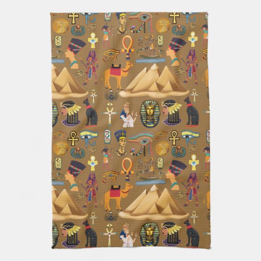 Muster altertümliches ägyptisches Hieroglyphiksymb Geschirrtuch (Vertikal)