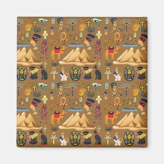 Muster altertümliches ägyptisches Hieroglyphiksymb Magnet (Vorne)