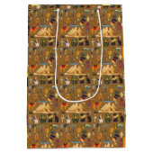 Muster altertümliches ägyptisches Hieroglyphiksymb Mittlere Geschenktüte (Rückseite)