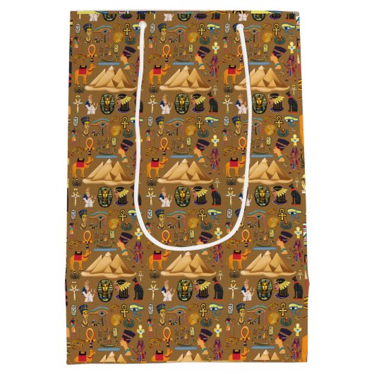 Muster altertümliches ägyptisches Hieroglyphiksymb Mittlere Geschenktüte (Rückseite)