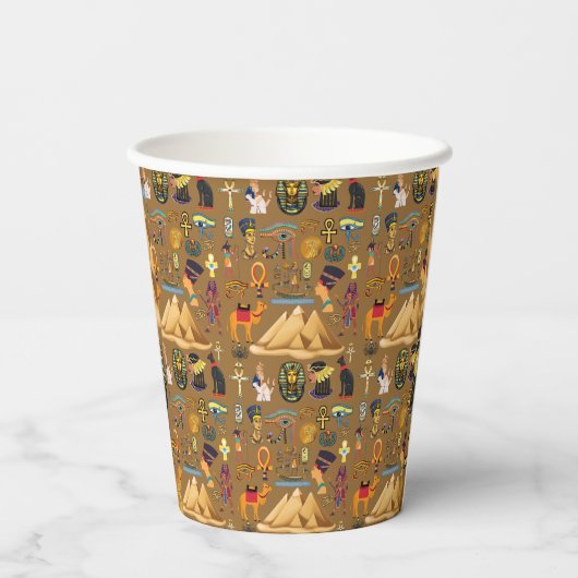 Muster altertümliches ägyptisches Hieroglyphiksymb Pappbecher (Rückseite)