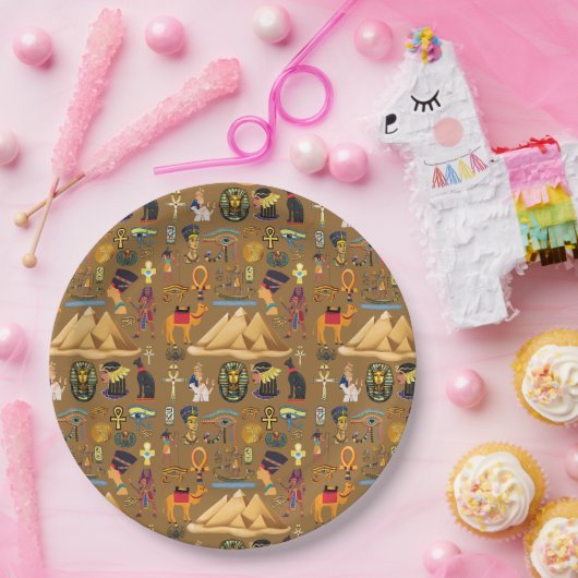 Muster altertümliches ägyptisches Hieroglyphiksymb Pappteller (Party)