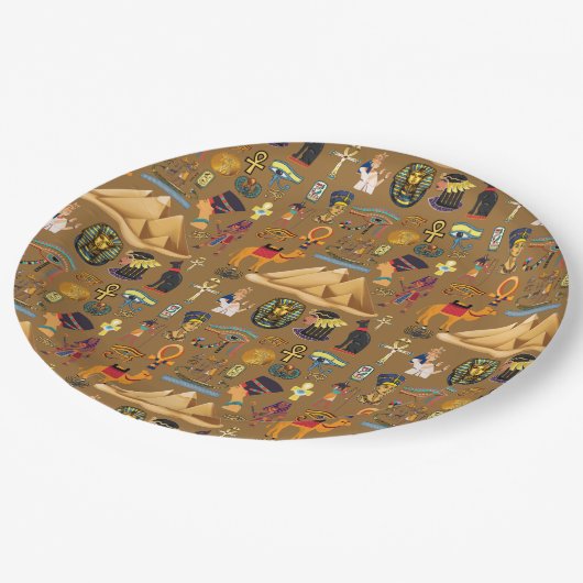 Muster altertümliches ägyptisches Hieroglyphiksymb Pappteller (Schrägansicht)