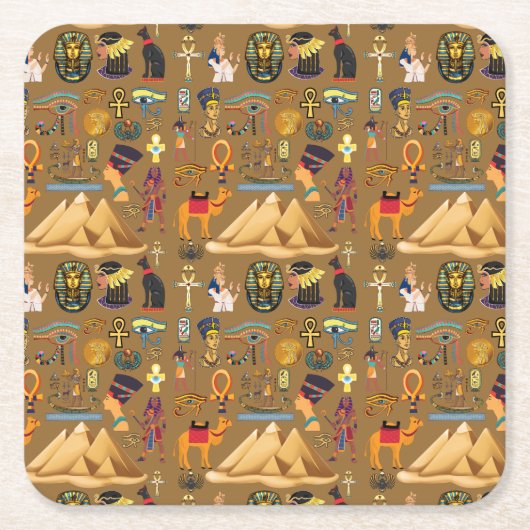 Muster altertümliches ägyptisches Hieroglyphiksymb Rechteckiger Pappuntersetzer (Vorderseite)