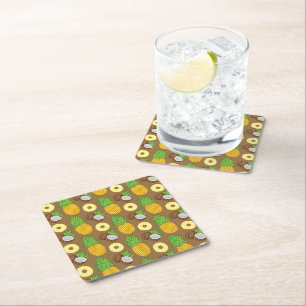 Muster "Ananas Coconut Bliss" Rechteckiger Pappuntersetzer