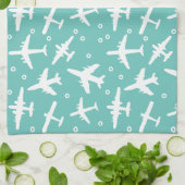 Muster Aqua Blue und White Aviation Geschirrtuch (Gefaltet)