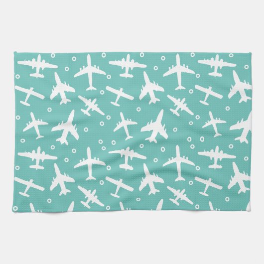 Muster Aqua Blue und White Aviation Geschirrtuch (Horizontal)