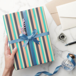 Muster Aqua, Pum und Peach Streifen Geschenkpapier