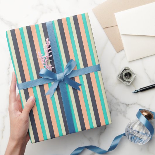 Muster Aqua, Pum und Peach Streifen Geschenkpapier (Schenken)