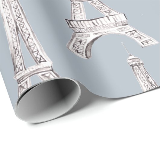 Muster-Aquarell-Verpackung Eiffelturm-Paris Geschenkpapier (Rolleneckpunkt)
