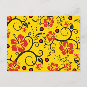 Muster ARTs - Hibiskus-Dekoration gelb Postkarte