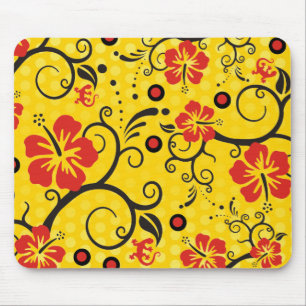 Muster ARTs - Hibiskus-Dekoration Gelbe Punkte Mousepad