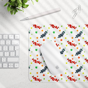 Muster aus Beeren, Rotbeere, Blaubeere, Obst Mousepad
