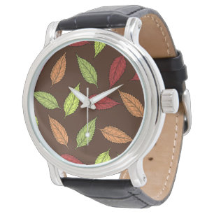Muster aus Blättern, farbenfrohe Blätter, Herbstbl Armbanduhr