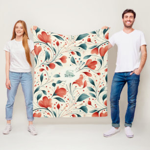 Muster aus blauem Leaf und rotem Flor Fleecedecke