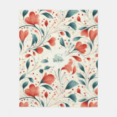 Muster aus blauem Leaf und rotem Flor Fleecedecke (Vorderseite)