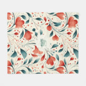 Muster aus blauem Leaf und rotem Flor Fleecedecke (Vorderseite (Horizontal))