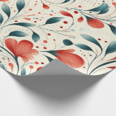 Muster aus blauem Leaf und rotem Flor Geschenkpapier (Ecke)