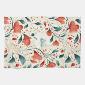 Muster aus blauem Leaf und rotem Flor Geschirrtuch (Horizontal)