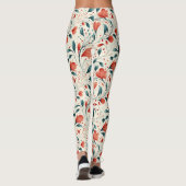 Muster aus blauem Leaf und rotem Flor Leggings (Rückseite)