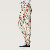 Muster aus blauem Leaf und rotem Flor Leggings (Links)