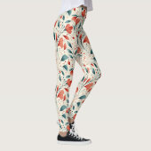 Muster aus blauem Leaf und rotem Flor Leggings (Rechts)