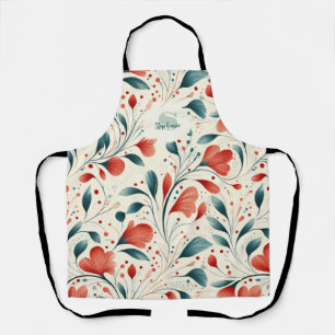 Muster aus blauem Leaf und rotem Flor Schürze