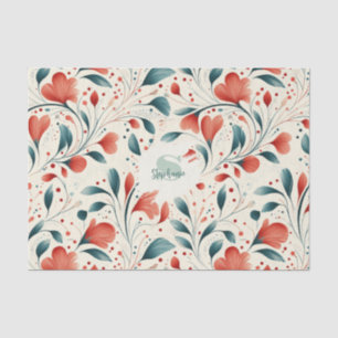 Muster aus blauem Leaf und rotem Flor Seidenpapier