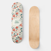 Muster aus blauem Leaf und rotem Flor Skateboard (Vorderseite)