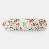 Muster aus blauem Leaf und rotem Flor Skateboard (Horizontal)