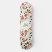 Muster aus blauem Leaf und rotem Flor Skateboard (Vorderseite)