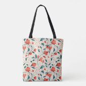 Muster aus blauem Leaf und rotem Flor Tasche (Rückseite)