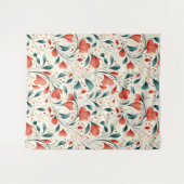Muster aus blauem Leaf und rotem Flor Wandteppich (Vorderseite (Horizontal))