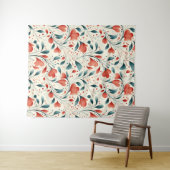 Muster aus blauem Leaf und rotem Flor Wandteppich (Beispiel (Horizontal))
