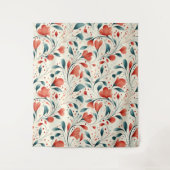 Muster aus blauem Leaf und rotem Flor Wandteppich (Vorderseite)