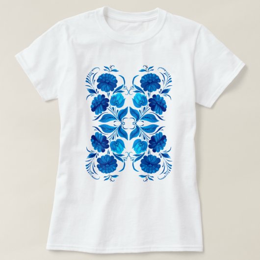 Muster aus blauen Blumen  T-Shirt (Design vorne)