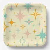 Muster aus bunten Retro-Sternen Pappteller (Vorderseite)