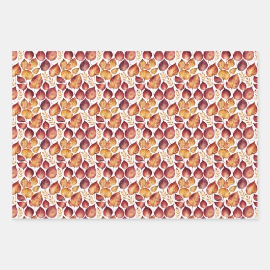 Muster aus Burgundy und Gold-Floral-Leaf Geschenkpapier Set (Vorderseite 2)