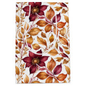 Muster aus Burgundy und Gold-Floral-Leaf Mittlere Geschenktüte (Vorderseite)