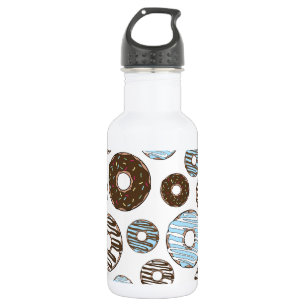 Muster aus Donuts, blaue Donuts, braune Donuts Edelstahlflasche