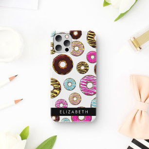 Muster aus Donuts, Bunte Donuts, Ihr Name iPhone 16 Hülle