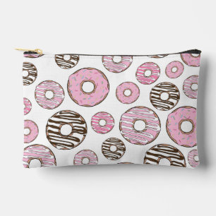 Muster aus Donuts, rosa Donuts, weiße Donuts Zubehörtasche