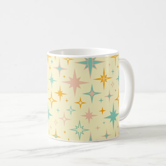 Muster aus farbenfrohen Retro-Sternen Kaffeetasse (VorderseiteRechts)