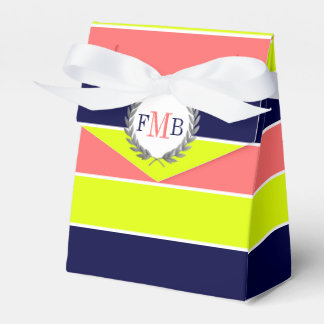 Muster aus farbenfrohen Streifen und Monogramm-Hoc Geschenkschachtel