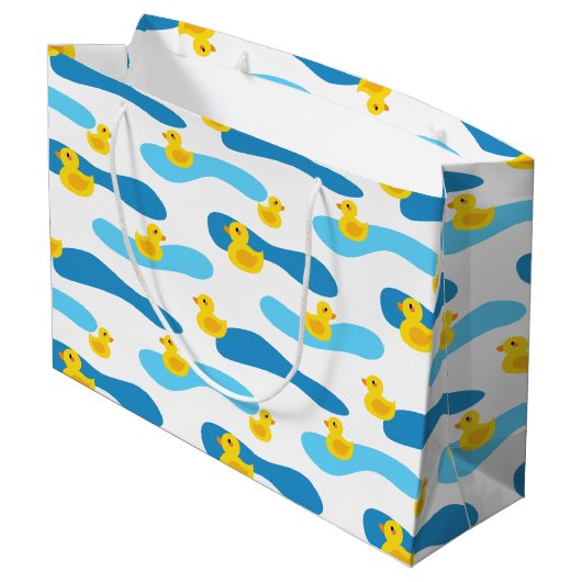 Muster aus Gelbkautschuk Große Geschenktüte (Rückseite Schrägansicht)