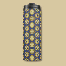 Muster aus Gold und Blüten und Teardrop Thermosbecher