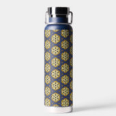 Muster aus Gold und Blüten und Teardrop Trinkflasche (Rückseite)