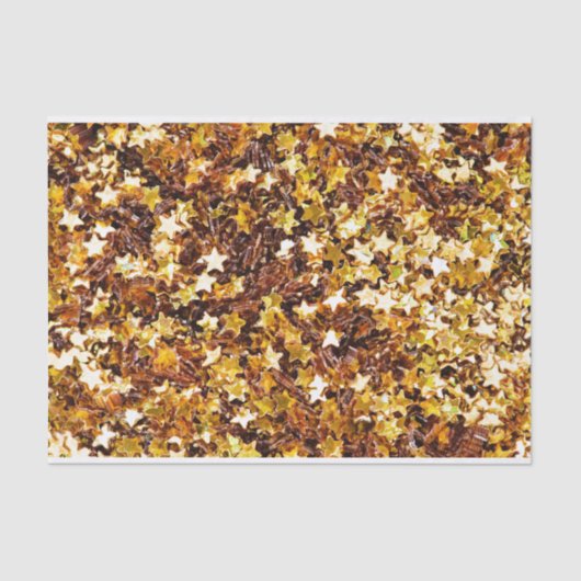 Muster aus Gold und Braunen Sternen Seidenpapier (Vorderseite)