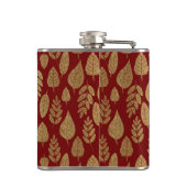 Muster aus Gold und Rotem Leaf und Monogramm Flachmann (Rückseite)