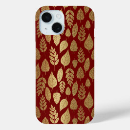Muster aus Gold und Rotem Lef iPhone 15 Hülle